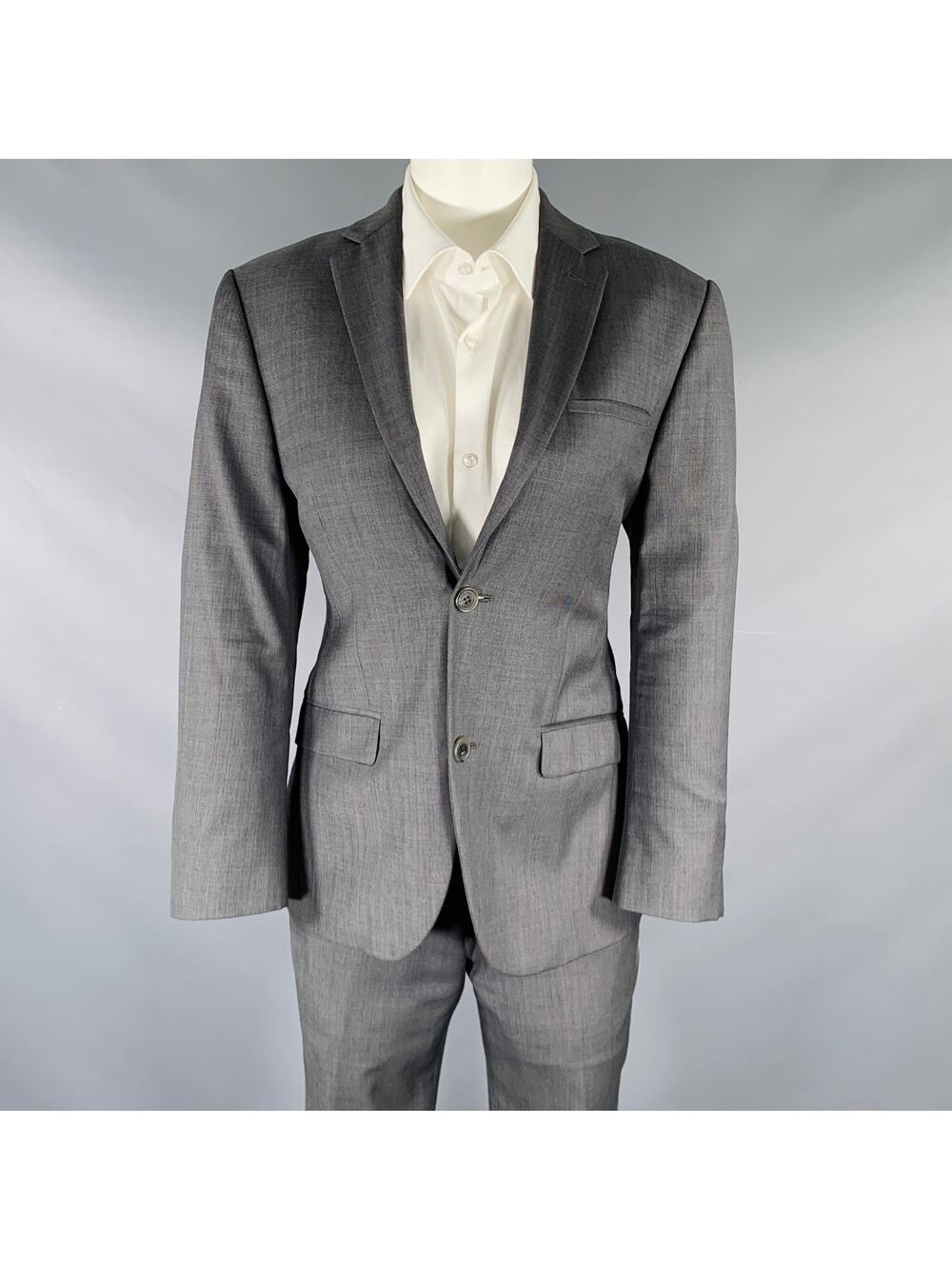 CALVIN KLEIN COLLECTION Size 34 Grey Wool Notch Lapel Suit